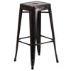 Commercial Grade 30" High Backless Black-Antique Gold Metal Indoor-Outdoor Barstool with Square Seat CH-31320-30-BQ-GG