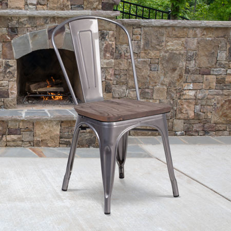 Picture for category Metal Color Chairs & Stools with Wood Seats