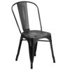 Commercial Grade Distressed Black Metal Indoor-Outdoor Stackable Chair ET-3534-BK-GG