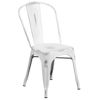 Commercial Grade Distressed White Metal Indoor-Outdoor Stackable Chair ET-3534-WH-GG