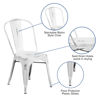 Commercial Grade Distressed White Metal Indoor-Outdoor Stackable Chair ET-3534-WH-GG
