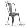 Commercial Grade Distressed Silver Gray Metal Indoor-Outdoor Stackable Chair ET-3534-SIL-GG