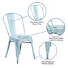 Commercial Grade Distressed Green-Blue Metal Indoor-Outdoor Stackable Chair ET-3534-DB-GG