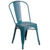 Commercial Grade Distressed Kelly Blue-Teal Metal Indoor-Outdoor Stackable Chair ET-3534-KB-GG