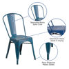 Commercial Grade Distressed Antique Blue Metal Indoor-Outdoor Stackable Chair ET-3534-AB-GG