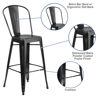 Commercial Grade 30" High Distressed Black Metal Indoor-Outdoor Barstool with Back ET-3534-30-BK-GG