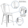 Commercial Grade 24" High Distressed White Metal Indoor-Outdoor Counter Height Stool with Back ET-3534-24-WH-GG