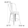 Commercial Grade 24" High Distressed White Metal Indoor-Outdoor Counter Height Stool with Back ET-3534-24-WH-GG