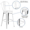 Commercial Grade 30" High Distressed White Metal Indoor-Outdoor Barstool with Back ET-3534-30-WH-GG