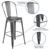 Commercial Grade 30" High Distressed Silver Gray Metal Indoor-Outdoor Barstool with Back ET-3534-30-SIL-GG