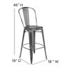 Commercial Grade 30" High Distressed Silver Gray Metal Indoor-Outdoor Barstool with Back ET-3534-30-SIL-GG