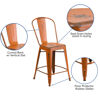 Commercial Grade 24" High Distressed Orange Metal Indoor-Outdoor Counter Height Stool with Back ET-3534-24-OR-GG
