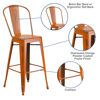 Commercial Grade 30" High Distressed Orange Metal Indoor-Outdoor Barstool with Back ET-3534-30-OR-GG