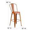 Commercial Grade 30" High Distressed Orange Metal Indoor-Outdoor Barstool with Back ET-3534-30-OR-GG