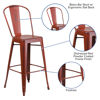 Commercial Grade 30" High Distressed Kelly Red Metal Indoor-Outdoor Barstool with Back ET-3534-30-RD-GG