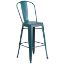 Commercial Grade 30" High Distressed Kelly Blue-Teal Metal Indoor-Outdoor Barstool with Back ET-3534-30-KB-GG