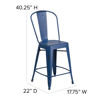 Commercial Grade 24" High Distressed Antique Blue Metal Indoor-Outdoor Counter Height Stool with Back ET-3534-24-AB-GG