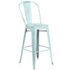 Commercial Grade 30" High Distressed Green-Blue Metal Indoor-Outdoor Barstool with Back ET-3534-30-DB-GG