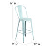 Commercial Grade 30" High Distressed Green-Blue Metal Indoor-Outdoor Barstool with Back ET-3534-30-DB-GG
