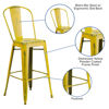 Commercial Grade 30" High Distressed Yellow Metal Indoor-Outdoor Barstool with Back ET-3534-30-YL-GG