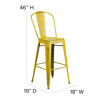 Commercial Grade 30" High Distressed Yellow Metal Indoor-Outdoor Barstool with Back ET-3534-30-YL-GG
