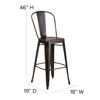 Commercial Grade 30" High Distressed Copper Metal Indoor-Outdoor Barstool with Back ET-3534-30-COP-GG