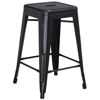 Commercial Grade 24" High Backless Distressed Black Metal Indoor-Outdoor Counter Height Stool ET-BT3503-24-BK-GG