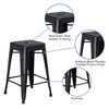 Commercial Grade 24" High Backless Distressed Black Metal Indoor-Outdoor Counter Height Stool ET-BT3503-24-BK-GG
