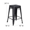 Commercial Grade 24" High Backless Distressed Black Metal Indoor-Outdoor Counter Height Stool ET-BT3503-24-BK-GG