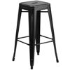 Commercial Grade 30" High Backless Distressed Black Metal Indoor-Outdoor Barstool ET-BT3503-30-BK-GG