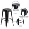 Commercial Grade 30" High Backless Distressed Black Metal Indoor-Outdoor Barstool ET-BT3503-30-BK-GG