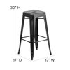 Commercial Grade 30" High Backless Distressed Black Metal Indoor-Outdoor Barstool ET-BT3503-30-BK-GG