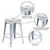 Commercial Grade 24" High Backless Distressed White Metal Indoor-Outdoor Counter Height Stool ET-BT3503-24-WH-GG