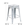 Commercial Grade 24" High Backless Distressed White Metal Indoor-Outdoor Counter Height Stool ET-BT3503-24-WH-GG
