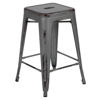 Commercial Grade 24" High Backless Distressed Silver Gray Metal Indoor-Outdoor Counter Height Stool ET-BT3503-24-SIL-GG