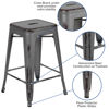 Commercial Grade 24" High Backless Distressed Silver Gray Metal Indoor-Outdoor Counter Height Stool ET-BT3503-24-SIL-GG