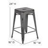 Commercial Grade 24" High Backless Distressed Silver Gray Metal Indoor-Outdoor Counter Height Stool ET-BT3503-24-SIL-GG