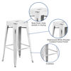 Commercial Grade 30" High Backless Distressed White Metal Indoor-Outdoor Barstool ET-BT3503-30-WH-GG