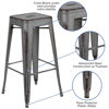 Commercial Grade 30" High Backless Distressed Silver Gray Metal Indoor-Outdoor Barstool ET-BT3503-30-SIL-GG