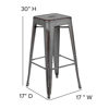 Commercial Grade 30" High Backless Distressed Silver Gray Metal Indoor-Outdoor Barstool ET-BT3503-30-SIL-GG