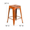 Commercial Grade 24" High Backless Distressed Orange Metal Indoor-Outdoor Counter Height Stool ET-BT3503-24-OR-GG