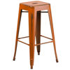 Commercial Grade 30" High Backless Distressed Orange Metal Indoor-Outdoor Barstool ET-BT3503-30-OR-GG