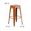 Commercial Grade 30" High Backless Distressed Orange Metal Indoor-Outdoor Barstool ET-BT3503-30-OR-GG