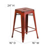 Commercial Grade 24" High Backless Distressed Kelly Red Metal Indoor-Outdoor Counter Height Stool ET-BT3503-24-RD-GG