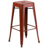 Commercial Grade 30" High Backless Distressed Kelly Red Metal Indoor-Outdoor Barstool ET-BT3503-30-RD-GG