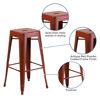 Commercial Grade 30" High Backless Distressed Kelly Red Metal Indoor-Outdoor Barstool ET-BT3503-30-RD-GG