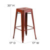 Commercial Grade 30" High Backless Distressed Kelly Red Metal Indoor-Outdoor Barstool ET-BT3503-30-RD-GG