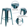 Commercial Grade 30" High Backless Distressed Kelly Blue-Teal Metal Indoor-Outdoor Barstool ET-BT3503-30-KB-GG