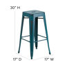 Commercial Grade 30" High Backless Distressed Kelly Blue-Teal Metal Indoor-Outdoor Barstool ET-BT3503-30-KB-GG