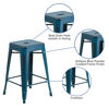 Commercial Grade 24" High Backless Distressed Antique Blue Metal Indoor-Outdoor Counter Height Stool ET-BT3503-24-AB-GG
